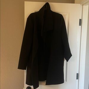 Tahari Classic Black Wool Coat